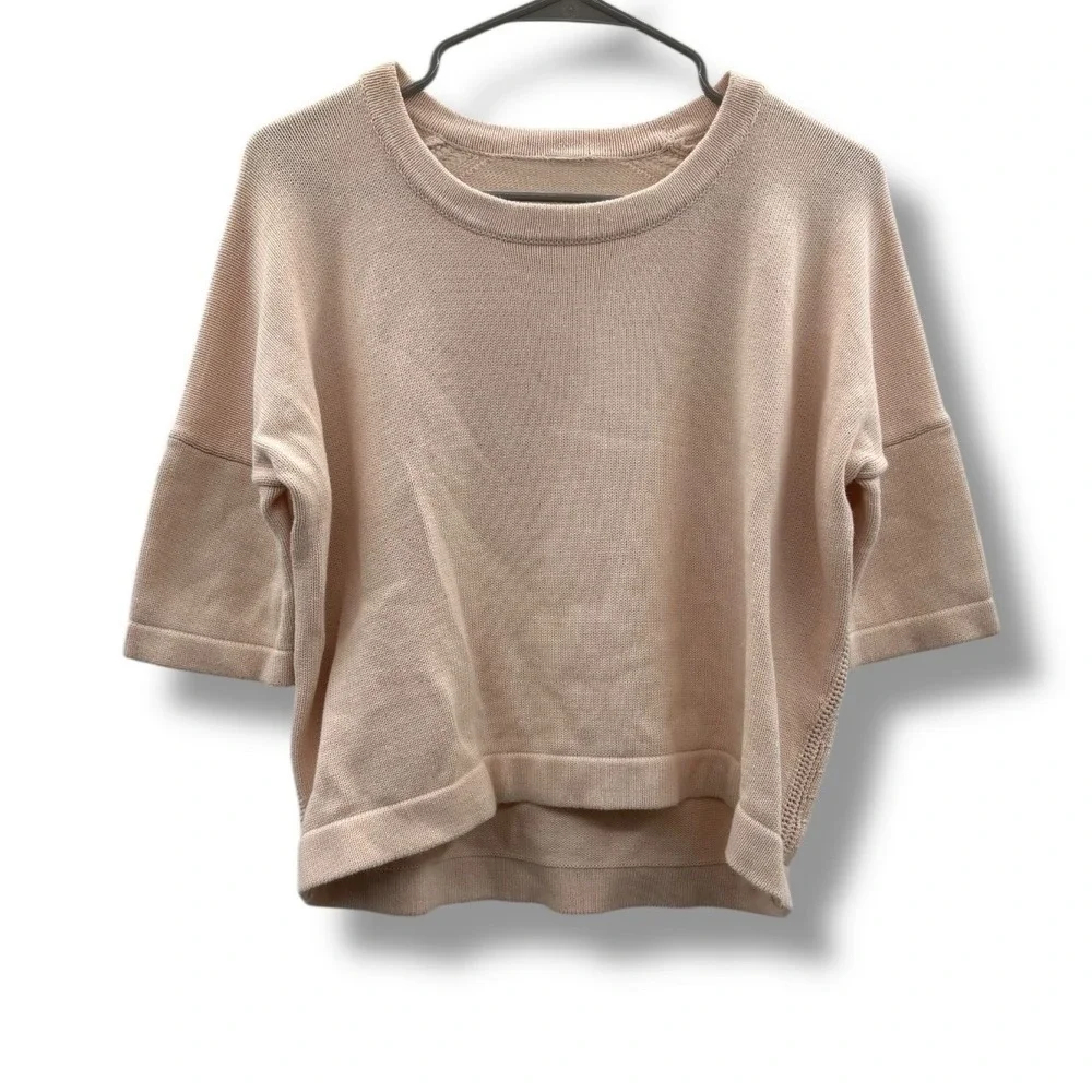 Lululemon Bhakti Reality‎ Short Sleeve Top Women's Large Pink Knit Relaxed Fit